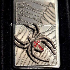Sharp Jeweled Spider and Web Zippo Lighter